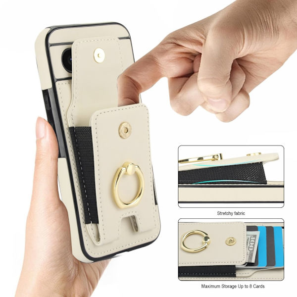 För Google Pixel 8a Kickstand Case Telefonfodral med Kortfack - Vit Vit