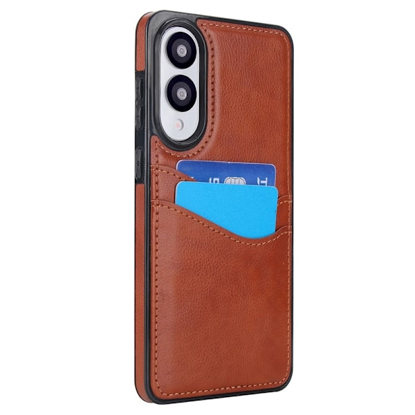 Til Samsung Galaxy S25 Edge Etui Kortslot Slank PU+TPU Mobilcover Brown