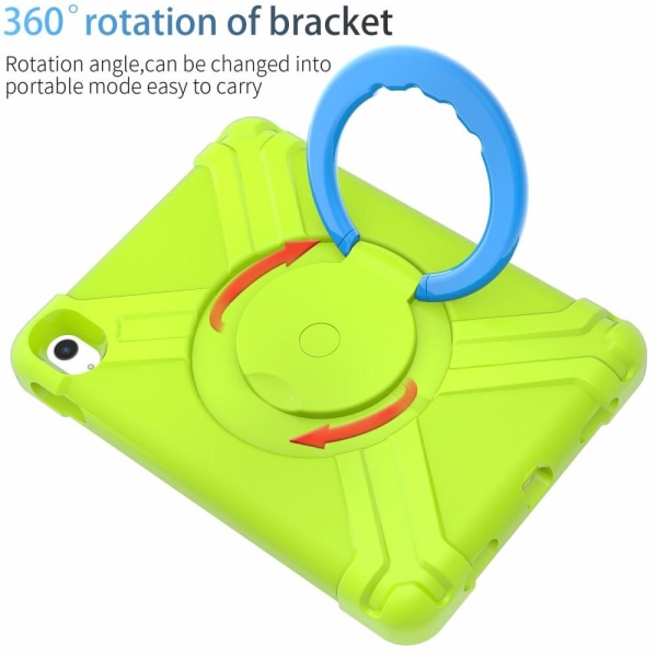 Til iPad 10.9 (2022) 360-graders rotationsstativ-tabletcover Anti-faldbeskyttelse Green