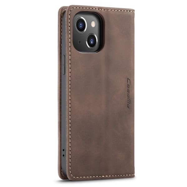 CASEME Retro tegnebog taske til iPhone 14 Pro - Mørkebrun Brown