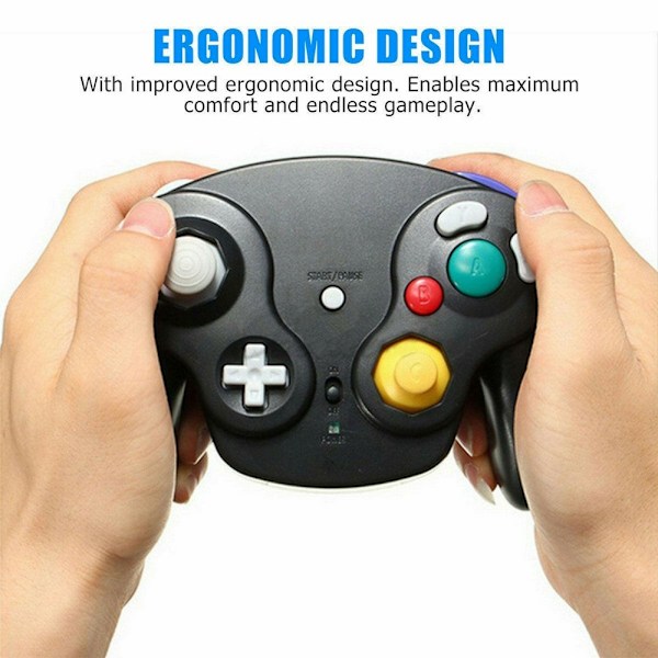 Kompatibel med Nintendo Gamecube trådløs gamepad Turbo Vibration Game Controller Black