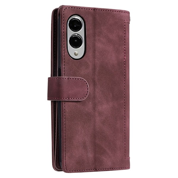 Til Samsung Galaxy S25 Edge Etui med Lynlåslomme og 9 Kortlommer Red
