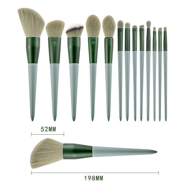 13 stk. makeupbørstesæt, børster, foundation, contour blending, fløjlsetui - Gul Yellow