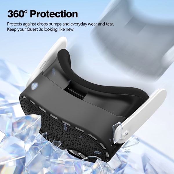 Beskyttende etui for Meta Quest 3S VR-headset - Silikondeksel - Svart Black