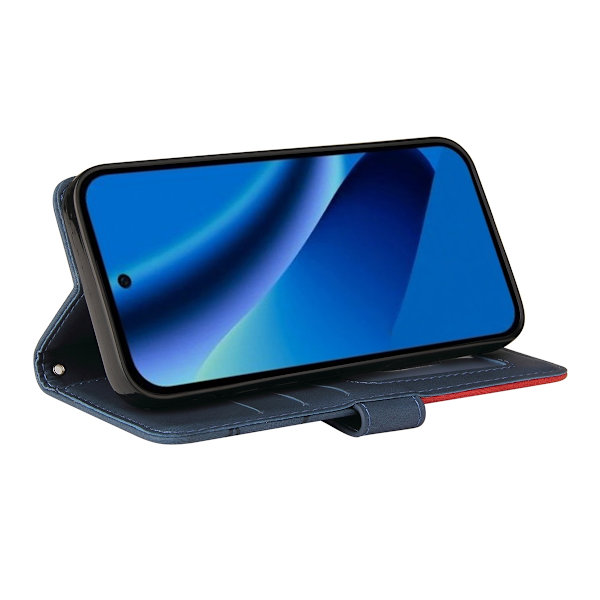 För Google Pixel 10a Plånboksfodral med Stativ Tvåfärgad Design - Blå Blå