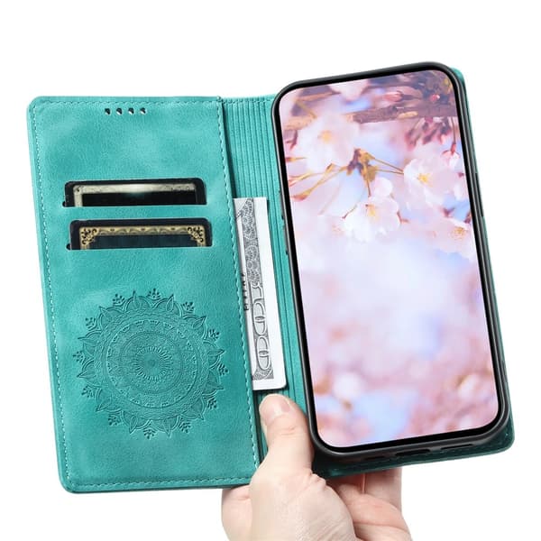 Fodral för iPhone 17 Pro Max med Magnetisk Stängning Mönsterpräglat - Grön Grön