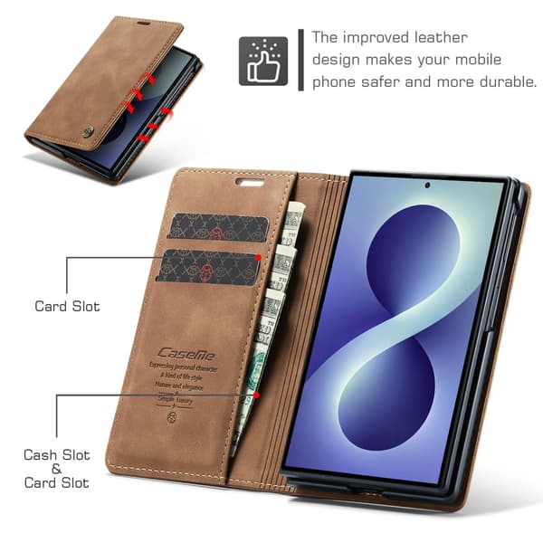 CASEME Telefonpungcover med støtteben til Samsung Galaxy Z Fold8 Brown
