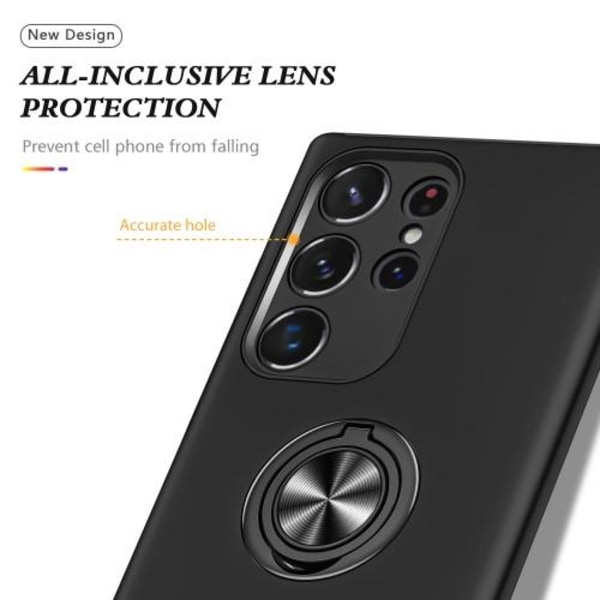 Samsung Galaxy S23 Ultra Fingerring Kickstand Hybrid Taske - Sor Black
