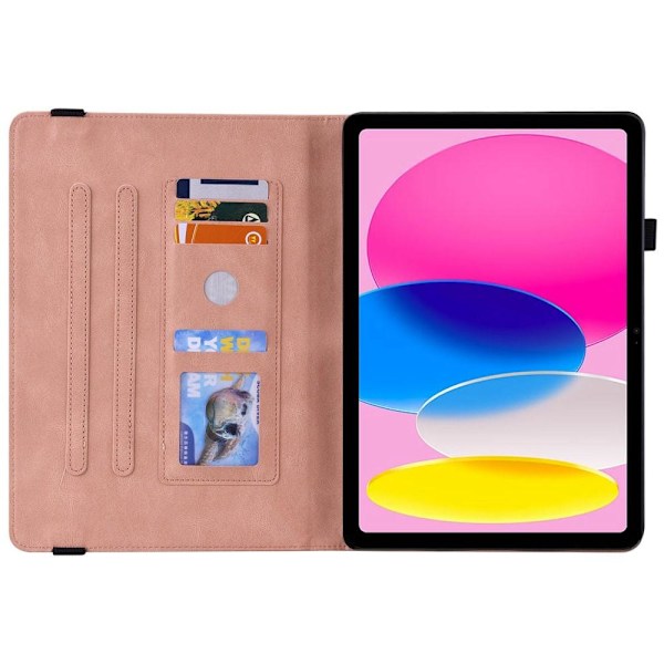 Apple iPad 10.9 2022 Vikbart fodral korthållare Fjäril - Rosa Rosa