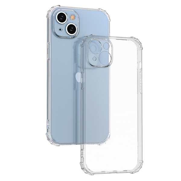 Til iPhone 15 Plus Shell Case TPU-ramme + Akryl-bagside-telefoncover Transparent