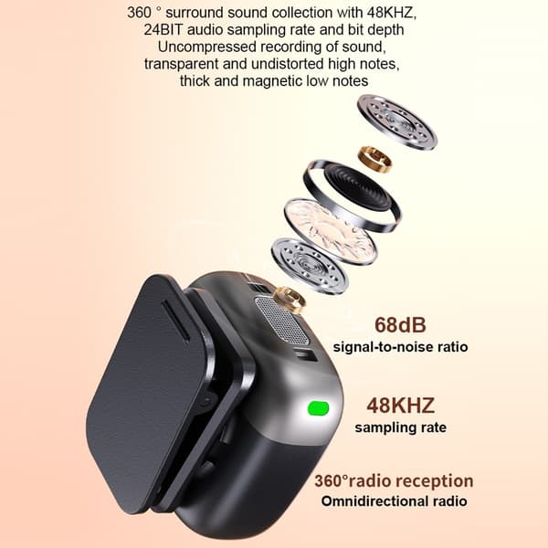 Dobbelt mikrofonsett med lavalier-støyreduksjon, USB-C, 2 mikrofoner + 1 mottaker Black