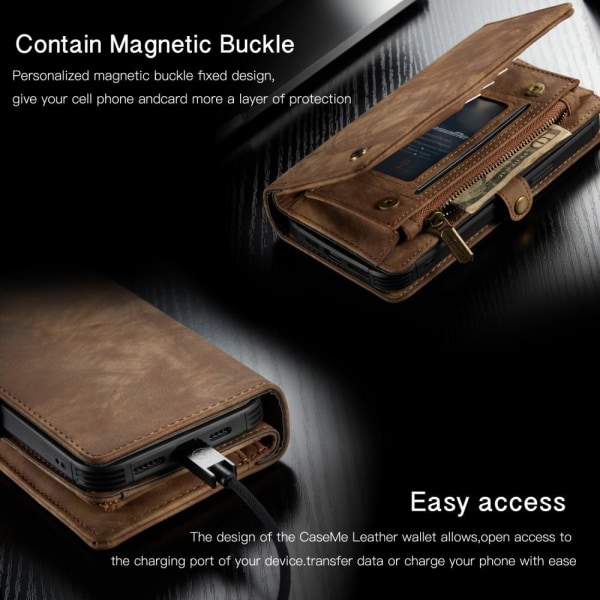CASEME iPhone 12 Pro Max 2-in-1 Lompakkopuhelimen kuori Ruskea Brown