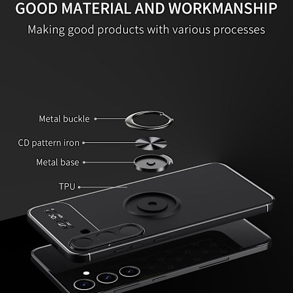 Samsung Galaxy S24 TPU skal med Finger Ring - Svart Svart