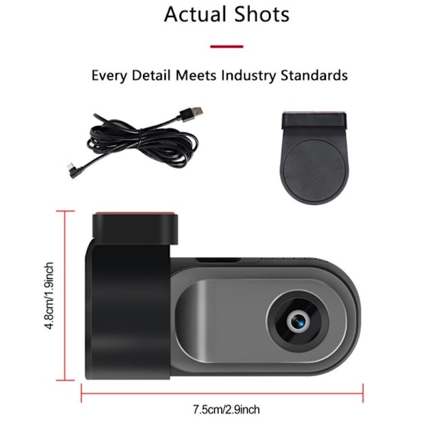 1080P HD Dash Cam 120 graders vidvinkel bil DVR kamera parkeringsskærm Black