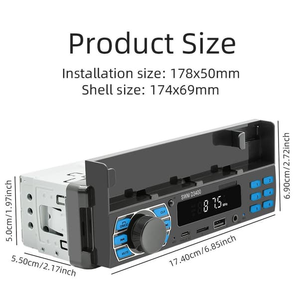 Bluetooth Stereo Bilstereo FM-radio MP3-spiller Telefonholder Black