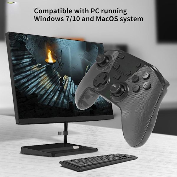 Nintendo Switch/Lite/OLED/PC/Steam Deck kanssa yhteensopiva langaton peliohjain Black
