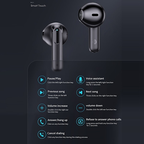 A18 150 Languages ​​Kääntäjä Smart Voice Bluetooth In Ear kuulokkeet Black
