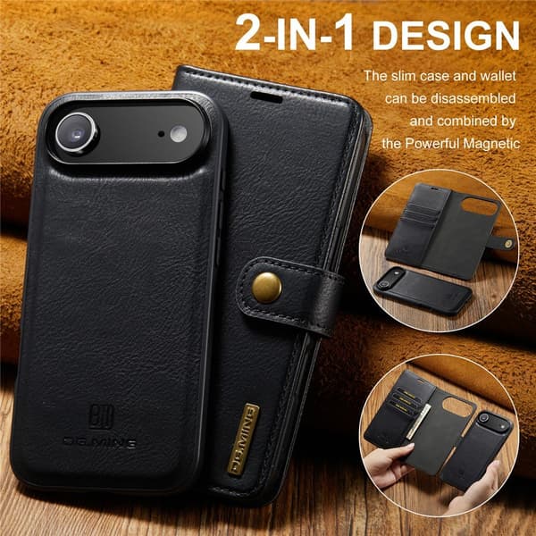 DG.MING iPhone Air Lompakkokotelo Irrotettava 2 in 1 - Musta Black