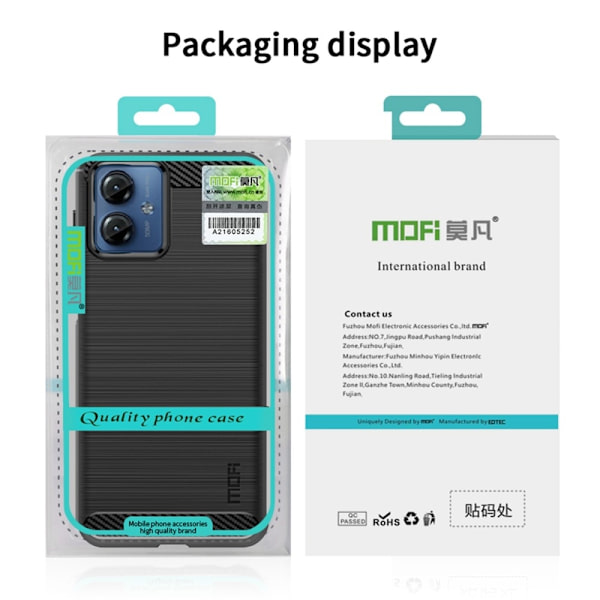MOFI Motorola Moto G14 Hiilikuitu Tekstuuri Kuori Harjattu - Musta Black