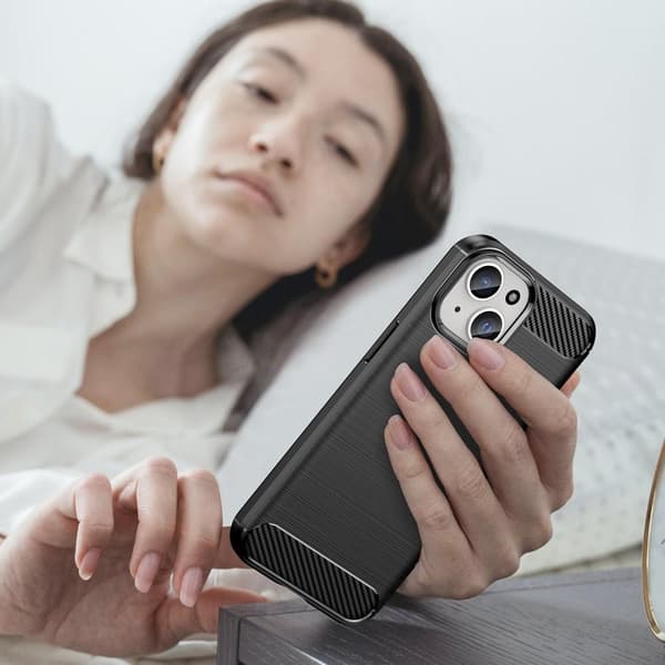 TPU-deksel med karbonfibertekstur for iPhone 15 Plus Black