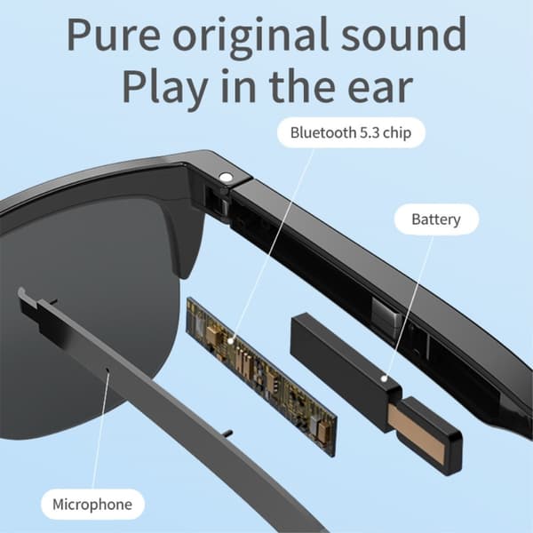 144 Sprog Oversættelse Oversætter Smart AI Bluetooth-solbriller hovedtelefoner Black