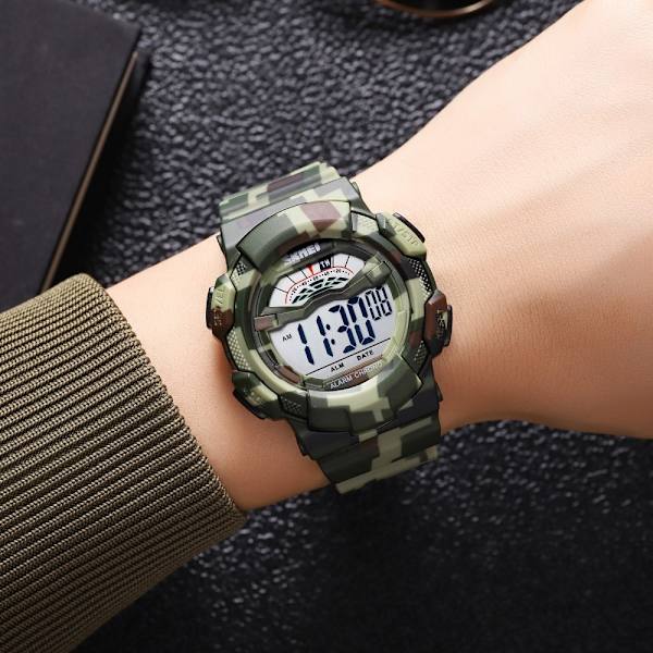 SKMEI 50m vattentät armbandsur klocka - Grönt kamouflage Grön