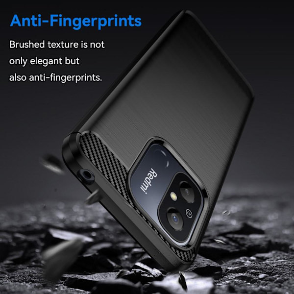 Carbon Fiber Texture TPU Cover for För Xiaomi Redmi 12C Black