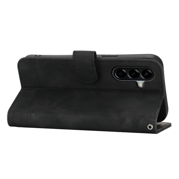 DIERFENG For Samsung Galaxy A57 5G Wallet Case with Stand and Wrist Strap Black