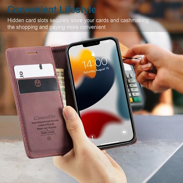 CASEME Plånboksfodral iPhone 13 - VinRöd Röd