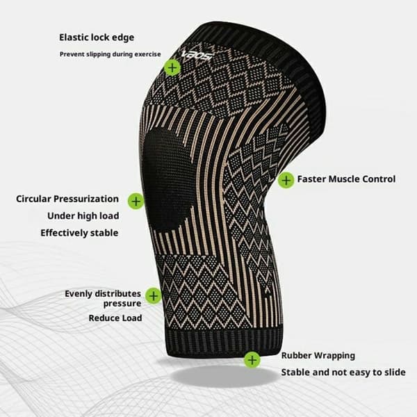 VBOSI 1 st. Elastisk stabilt Stöd för knä Knästöd Knäskydd Patella Värme - XL Brun