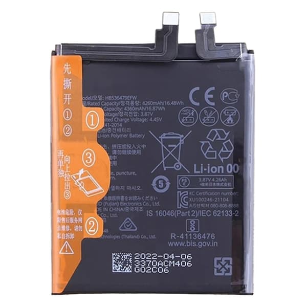 Batteri til Huawei P50 Pro 4G 3.87V 4360mAh HB536479EFW Black