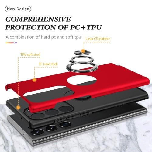 Samsung Galaxy S23 Ultra Finger Ring Kickstand Hybrid Case - Rød Red