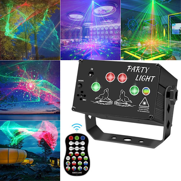 Laserlys Flashlys Stemmeaktiveret fjerndiskofest Black