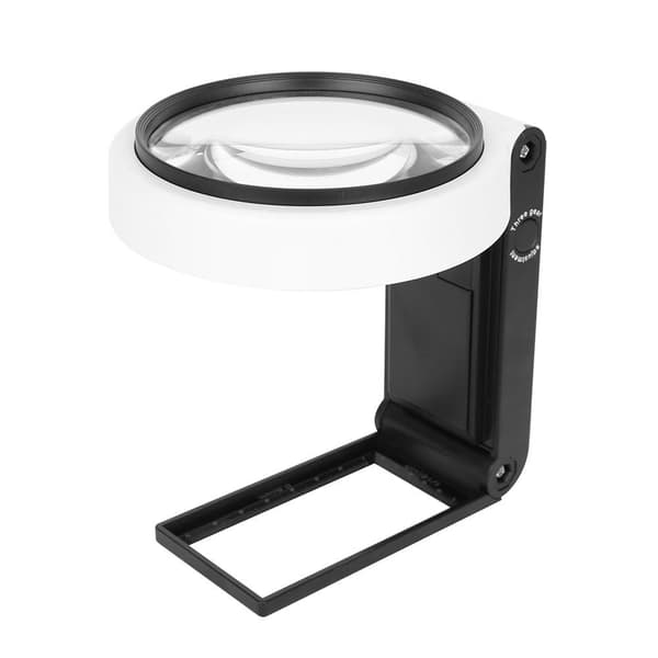 Hopfällbart stort förstoringsglas med LED lampa 3,5 x 110mm Vit