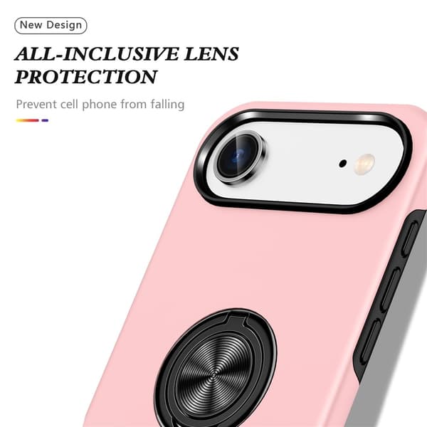 Skal kompatibelt med iPhone Air, Hybrid skal med Finger Ring - Rosa Rosa