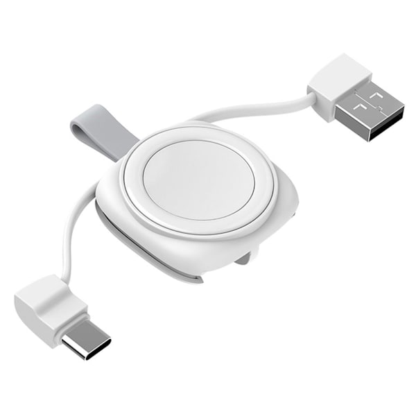 Apple Watch laddare Laddningsdocka USB-C + USB-A koppling Vit