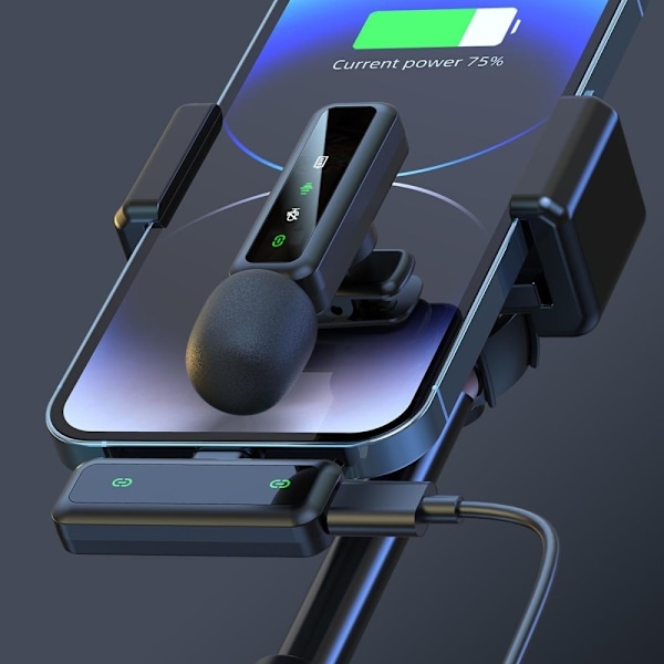 Trådlös Lavalier-mikrofon Brusreducerande 2 sändare + 1 mottagare - USB-C Svart