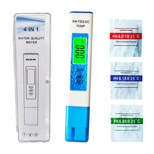 4-i-1 test for vandkvalitet PH TDS EC TEMP testpen White