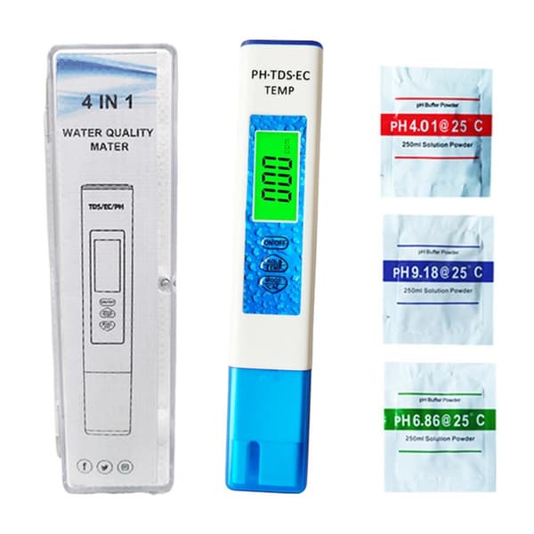 4-i-1 test for vann kvalitet PH TDS EC TEMP testpenn White