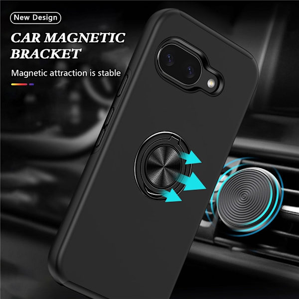 Til Pixel 10a Deksel Hybriddeksel med Finger Ring - Svart Black