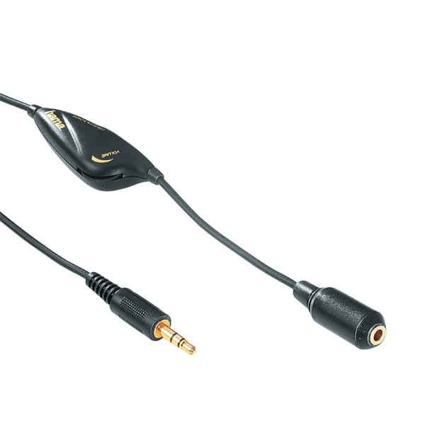 HAMA Kabel 3,5mm - 3,5mm 3m Hane - Hona Med Volymreglage Svart