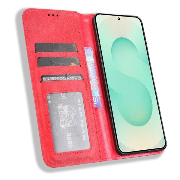 Til Samsung Galaxy S25 Edge Stand Phone Case Fuld Protection Pung Cover Red