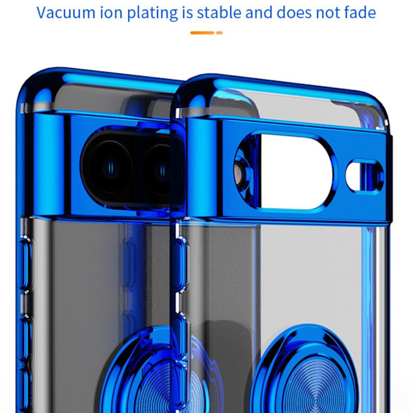 Til Pixel 8 Pro TPU telefontaske med ringstøtte Transparent