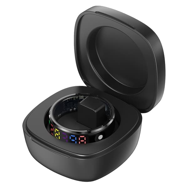 Vandtæt Smart Ring Søvntracker Blodilt Pulsmåler Opladningsetui - Størrelse 12 Black