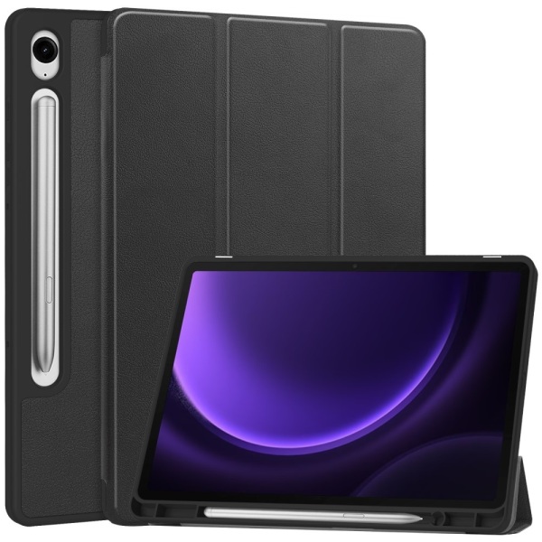 Trifoldet stativ Smart Taske til Samsung Galaxy Tab S9 / S9 FE Black
