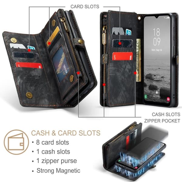 För Samsung Galaxy A34 5G Caseme Retro plånboksfodral - Svart Svart