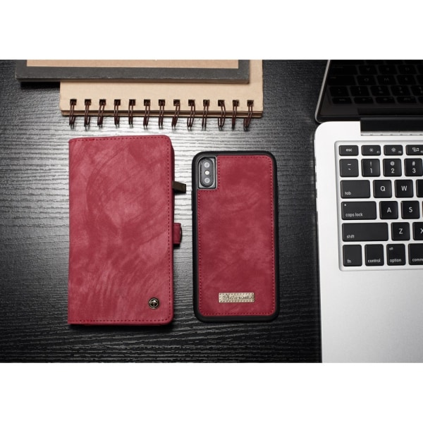 CASEME Detachable 2-in-1 Multi-slot Case for iPhone X / XS - Red Red