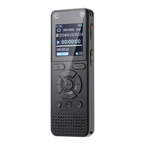Digital stemmeopptaker, 8 GB minne, støyreduksjon, 1,44-tommers skjerm, MP3-spiller Black