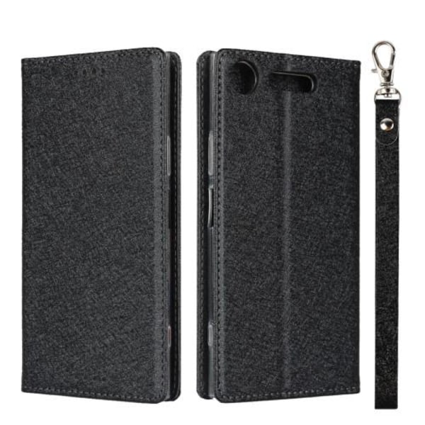 Sony Xperia XZ1 Silk Skin Wallet Stand Beskyttende Telefonetui Black