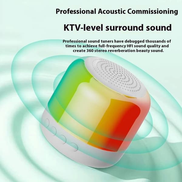 Højttaler Bluetooth Stereo Surround Trådløs Mini Subwoofer med RGB Lys - Lyserød Pink